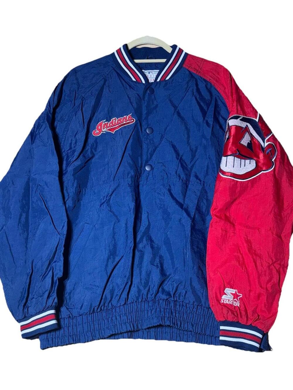 Vtg 90s Starter Chief Wahoo Cleveland Indians Guardians Button Jacket Mens M EUC